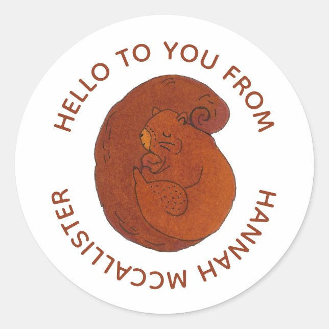 Adesivo Selo de Envelope de Esquilo Dormindo (Frente)