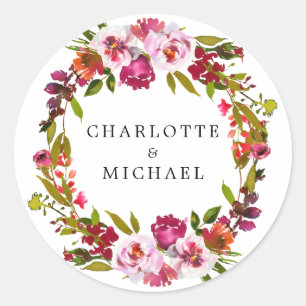 Adesivo Selo de Envelope de Festa de noivado Floral, verme