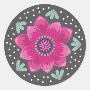 Adesivo Selo de Envelope de Flor Rosa Bem Feminino