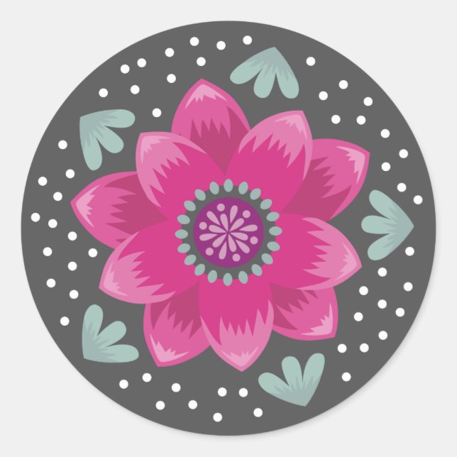 Adesivo Selo de Envelope de Flor Rosa Bem Feminino (Frente)
