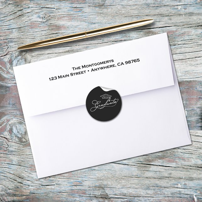 Adesivo Selo de Envelope de Formatura de Letra Elegante (Elegant script 1-1/2" graduation envelope seals (more colors available))