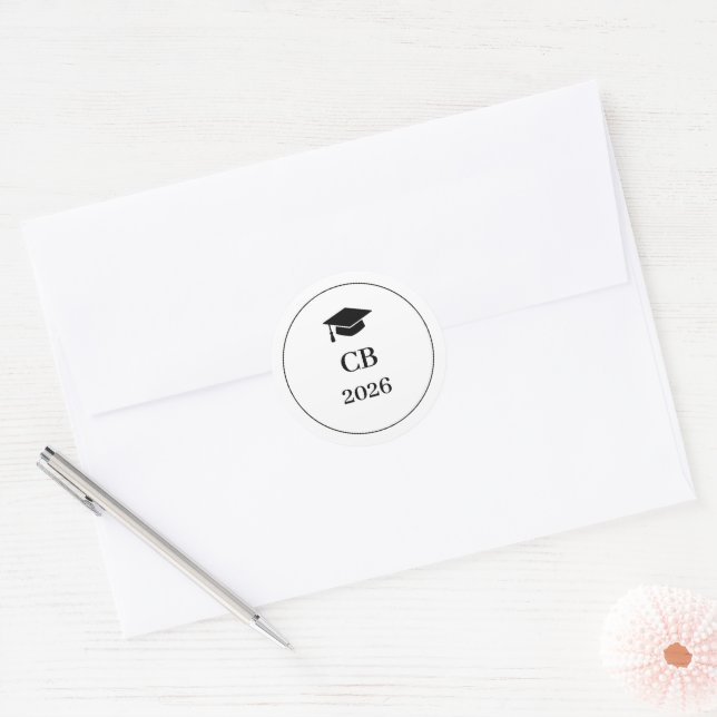 Adesivo Selo de Envelope de Formatura Preto e Branco Elega (Envelope)
