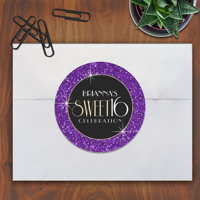 Adesivo Selo De Envelope De Glitter Púrpura De 16 Faux (Criador carregado)