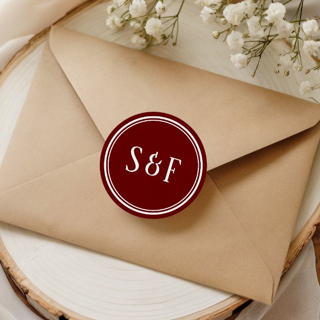 Adesivo Selo de envelope de monograma Marrom elegante (Criador carregado)