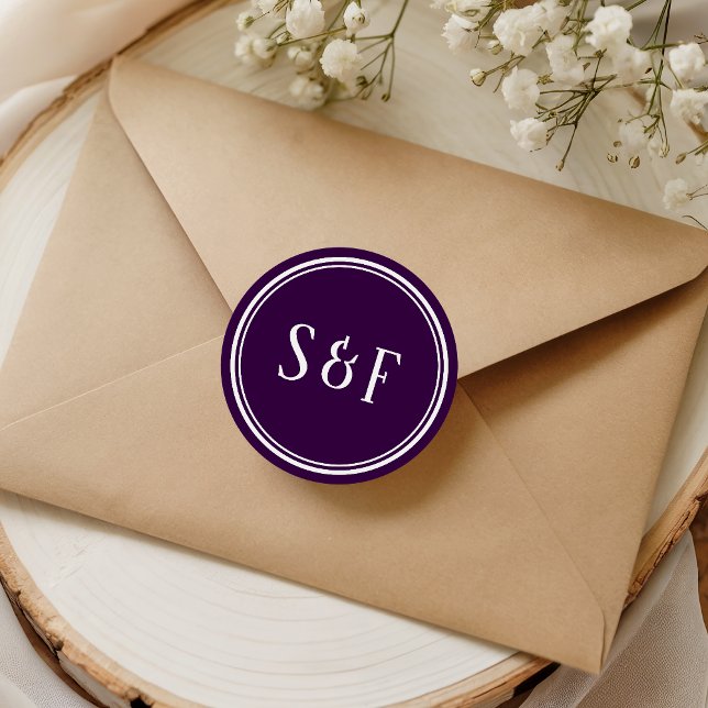 Adesivo Selo de envelope de monograma roxo escuro (Criador carregado)