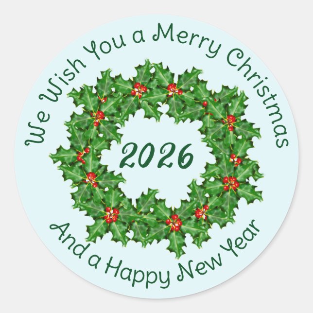 Adesivo Selo de Envelope de Natal Curvo Branco (Frente)
