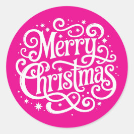 Adesivo Selo de Envelope de Natal em Caligrafia Rosa