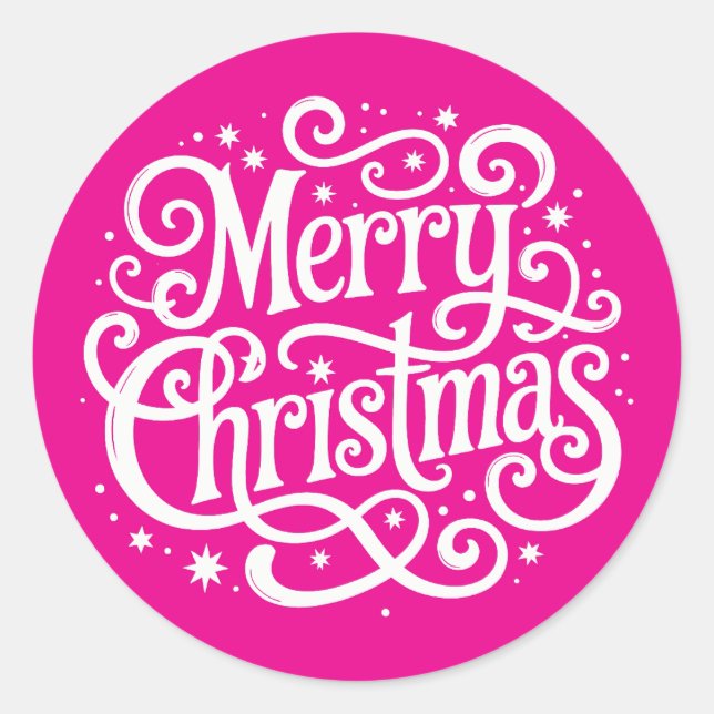 Adesivo Selo de Envelope de Natal em Caligrafia Rosa (Frente)
