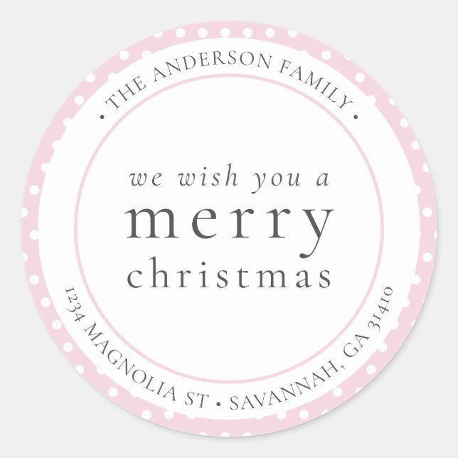 Adesivo Selo de Envelope de Natal Feminino Moderno Rosa (Frente)