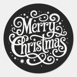 Adesivo Selo de Envelope de Natal Preto Caligrafia