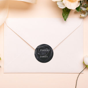 Adesivo Selo de Envelope de Noite de Rosa Floral Elegante