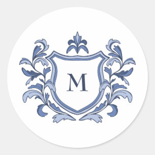 Adesivo Selo de Envelope de Noiva com Monograma de Crista 
