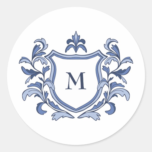 Adesivo Selo de Envelope de Noiva com Monograma de Crista  (Frente)