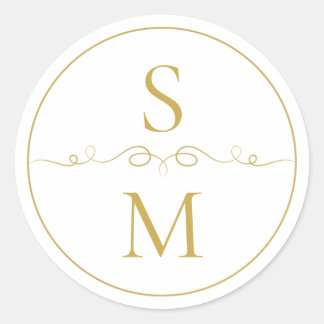 Adesivo Selo de Envelope de Noiva com Monograma Elegante