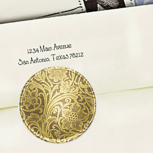 Adesivo Selo de Envelope de Noiva de Renda Dourada