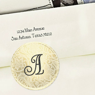 Adesivo Selo de Envelope de Noiva de Renda Dourado Preto M