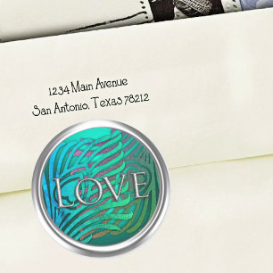 Adesivo Selo de Envelope de Pavão Art Déco Prateado Amor