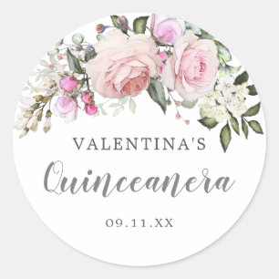 Adesivo Selo De Envelope De Quinceanera, Rosa Rosa Rosa Ro