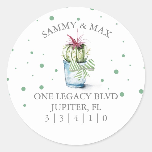 Adesivo Selo de Envelope de Retorno de Cactus Cute (Frente)