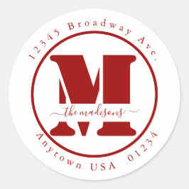 Adesivo Selo de Envelope de Retorno de Monograma Personali