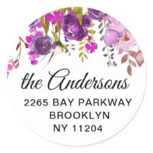 Selo de Envelope de Retorno Floral Violeta Roxo