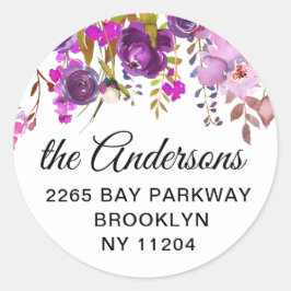 Adesivo Selo de Envelope de Retorno Floral Violeta Roxo