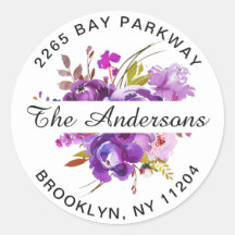 Selo de Envelope de Retorno Floral Violeta Roxo