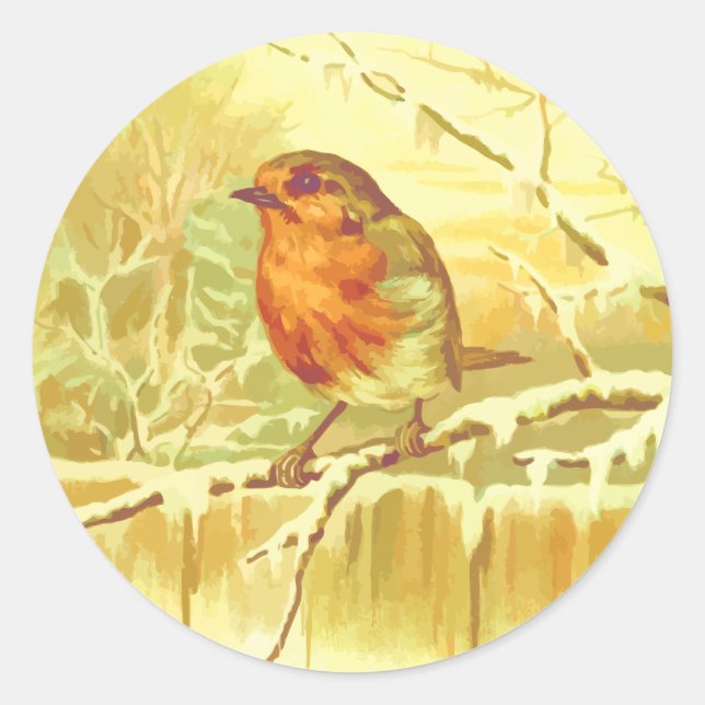 Adesivo Selo de Envelope de Robin de Inverno (Frente)