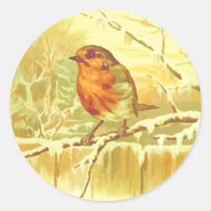 Adesivo Selo de Envelope de Robin de Inverno