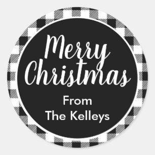 Adesivo Selo de Envelope de Xadrez Búfalo Preto e Branco