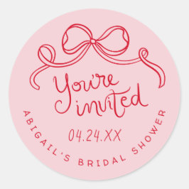 Adesivo Selo de Envelope do Chá de panela Branco Rosa-Verm