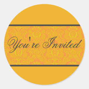 Adesivo Selo de Envelope do Damasco Laranja