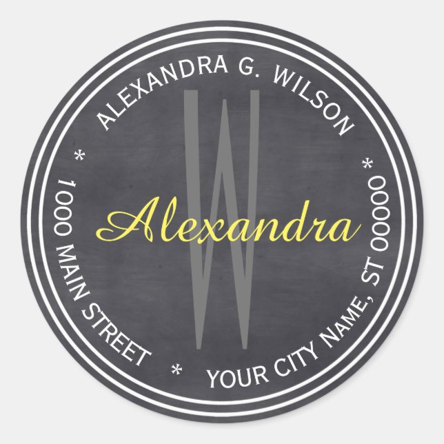 Adesivo Selo de Envelope do Endereço Monograma do Nome do  (Frente)