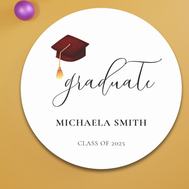 Adesivo Selo de Envelope do Formando Maroon Elegante (Criador carregado)