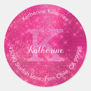 Adesivo Selo de Envelope do Glitter Glam Rosa-Quente Girly