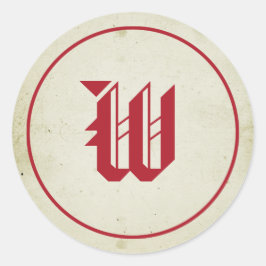 Adesivo Selo de Envelope do Monograma Vermelho Vintage