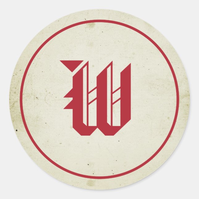 Adesivo Selo de Envelope do Monograma Vermelho Vintage (Frente)