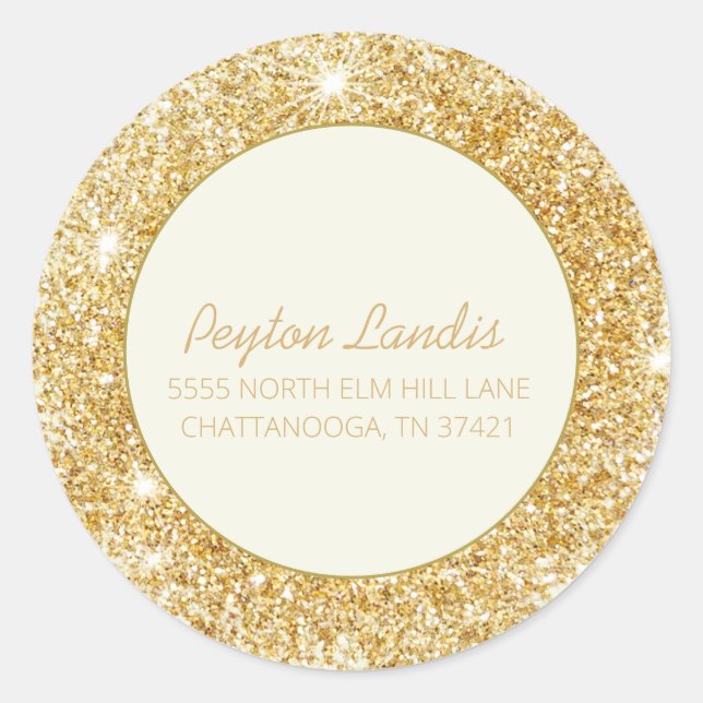 Adesivo Selo de Envelope do Script Glitter Dourado (Frente)