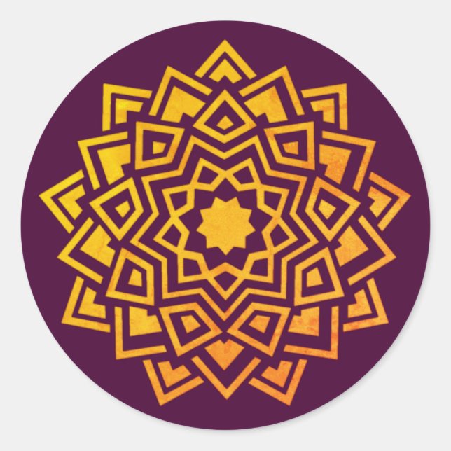 Adesivo Selo de Envelope Dourado com Mandala de Ameixa Mod (Frente)