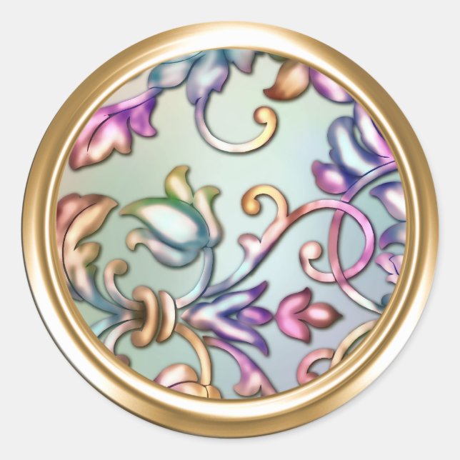 Adesivo Selo de envelope Dourado e arco-íris (Frente)