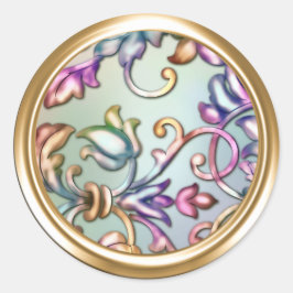 Adesivo Selo de envelope Dourado e arco-íris