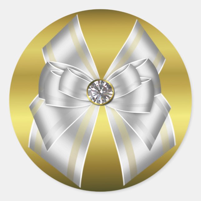 Adesivo Selo de Envelope Dourado e Branco Elegante (Frente)