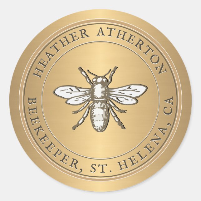 Adesivo Selo de Envelope Dourado Metálico de Mel Heráldico (Frente)