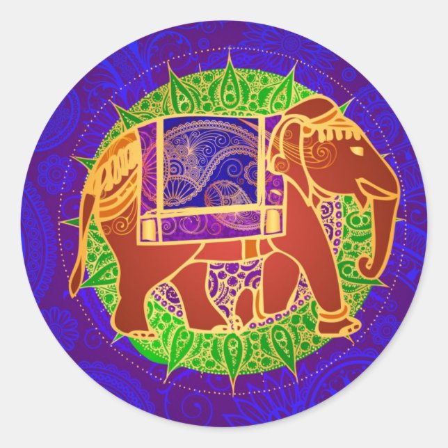 Adesivo Selo de Envelope Elefante Indiano (Frente)