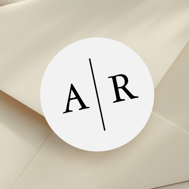 Adesivo Selo de Envelope Elegante Preto e Branco, Casament (Criador carregado)