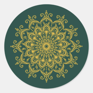 Adesivo Selo de Envelope Emerald Mehendi Henna e Dourado