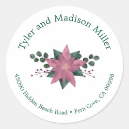 Adesivo Selo de Envelope Feriado Rustic Pink Poinsettia Bl