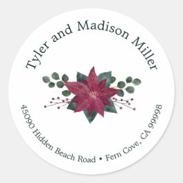 Adesivo Selo de Envelope Feriado Rustic Red Poinsettia Blo