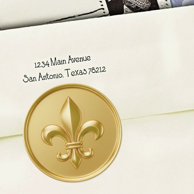 Adesivo Selo de Envelope Fleur de Lis Dourado com Aparênci (Criador carregado)