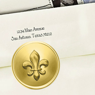 Adesivo Selo de Envelope Fleur de Lis Dourado Relevo